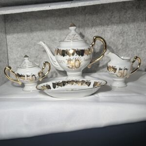 Vintage Norcrest Fine China Golden 50th Anniversary Tea Set – Made in Japan –
